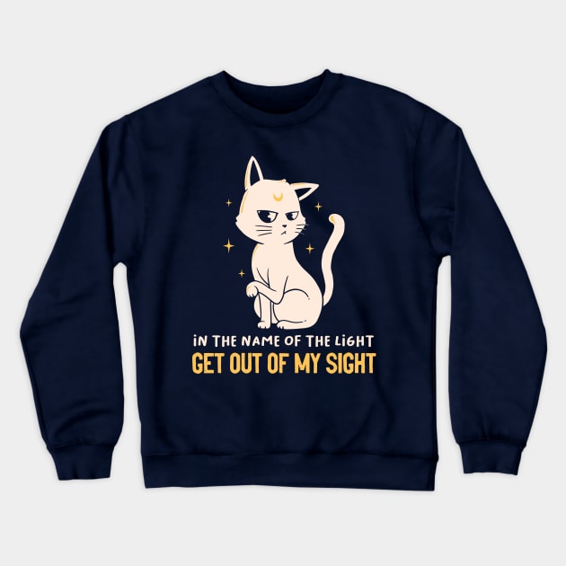 In The Name Of The Light Funny Cute Cat Crewneck Sweatshirt by eduely